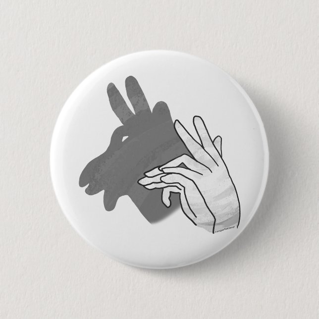 Hand Silhouette Billy Goat Grey 6 Cm Round Badge (Front)