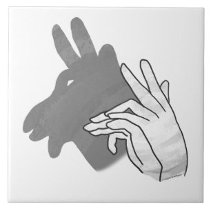 Hand Silhouette Billy Goat Grey Ceramic Tile