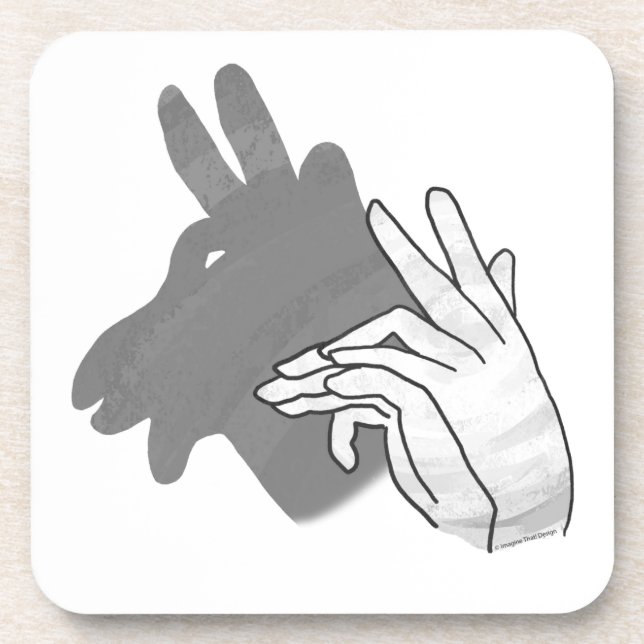 Hand Silhouette Billy Goat Grey Coaster (Front)