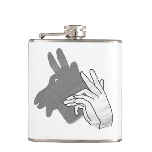 Hand Silhouette Billy Goat Grey Hip Flask