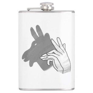 Hand Silhouette Billy Goat Grey Hip Flask