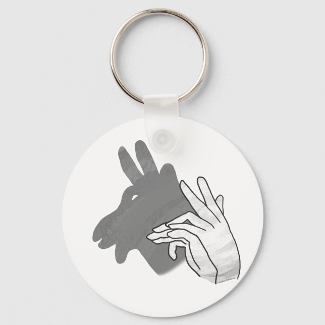 Hand Silhouette Billy Goat Grey Key Ring (Front)