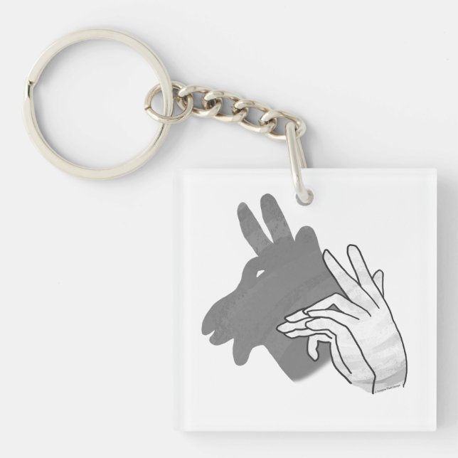 Hand Silhouette Billy Goat Grey Key Ring (Front)