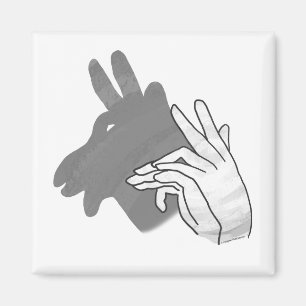 Hand Silhouette Billy Goat Grey Magnet