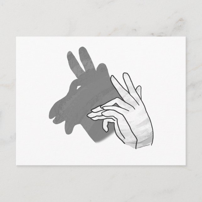 Hand Silhouette Billy Goat Grey Postcard (Front)