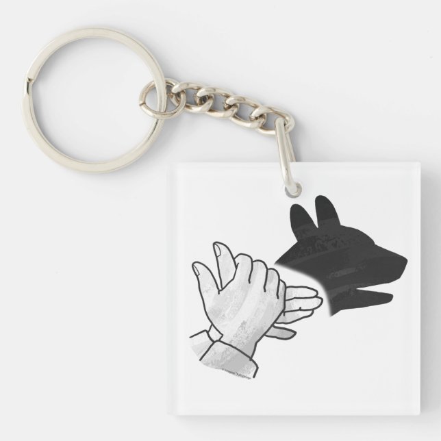 Hand Silhouette Black Dog Key Ring (Front)