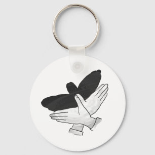 Hand Silhouette Black Eagle Key Ring