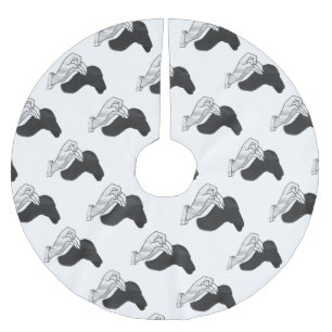 Hand Silhouette Camel Brushed Polyester Tree Skirt