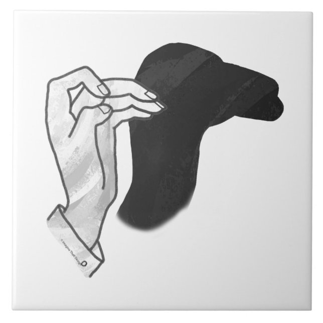 Hand Silhouette Camel Ceramic Tile (Front)