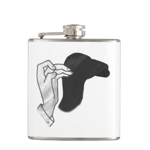 Hand Silhouette Camel Hip Flask