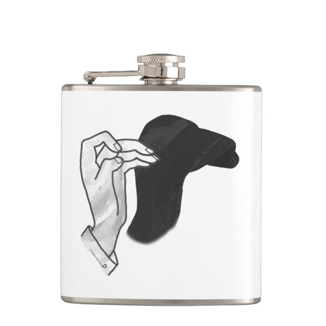 Hand Silhouette Camel Hip Flask (Front)