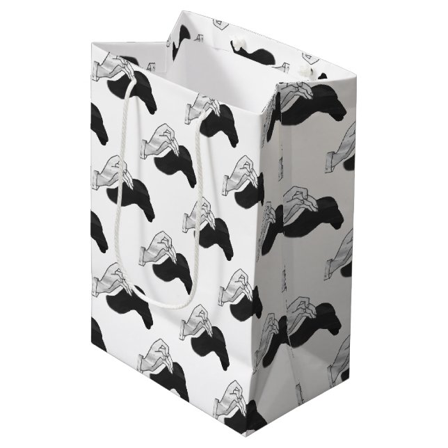 Hand Silhouette Camel Medium Gift Bag (Front Angled)