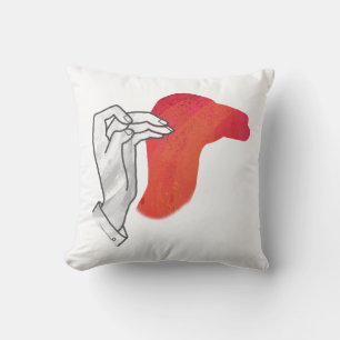 Hand Silhouette Camel Red Cushion