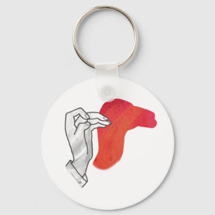 Hand Silhouette Camel Red Key Ring