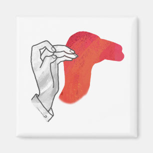 Hand Silhouette Camel Red Magnet