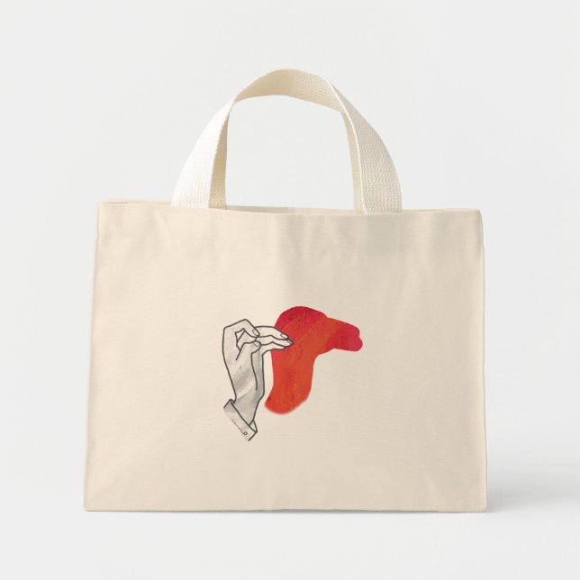 Hand Silhouette Camel Red Mini Tote Bag (Front)