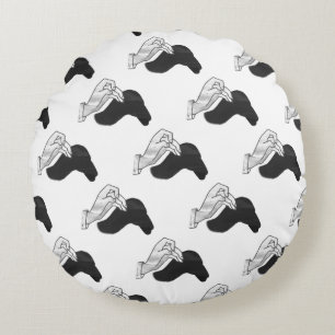 Hand Silhouette Camel Round Cushion