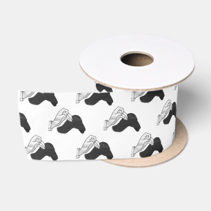Hand Silhouette Camel Satin Ribbon
