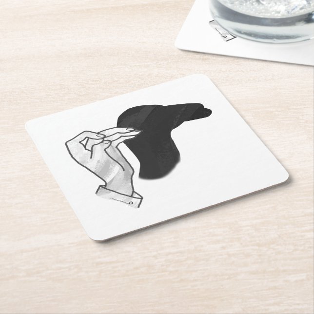 Hand Silhouette Camel Square Paper Coaster (Angled)