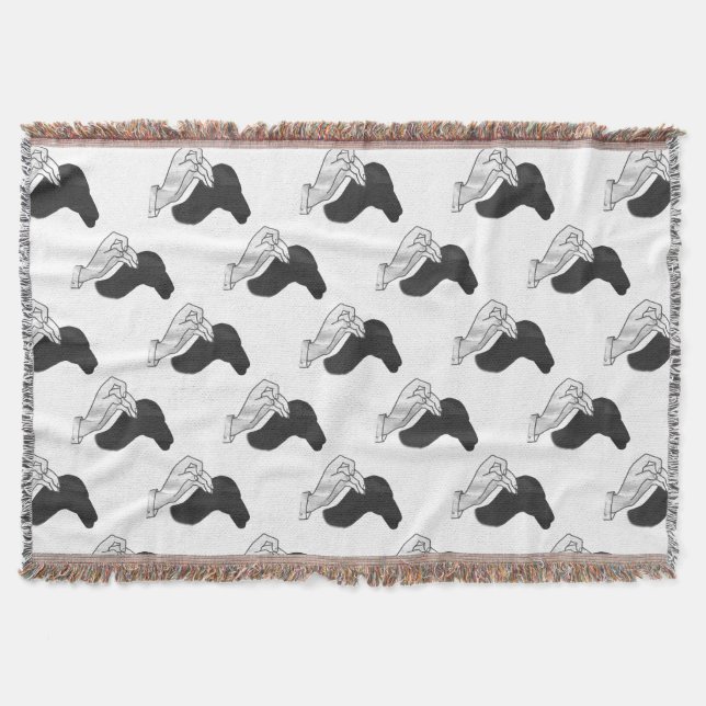 Hand Silhouette Camel Throw Blanket (Front)