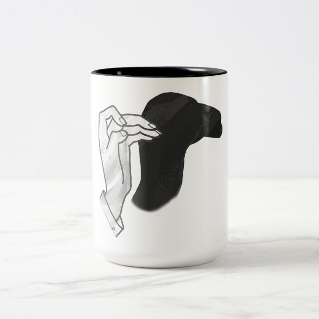 Hand Silhouette Camel Two-Tone Coffee Mug (Center)