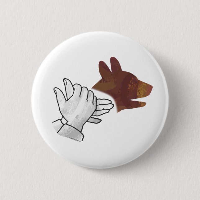 Hand Silhouette Dog Brown 6 Cm Round Badge (Front)