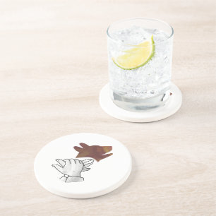Hand Silhouette Dog Brown Coaster