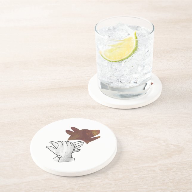 Hand Silhouette Dog Brown Coaster (Side)