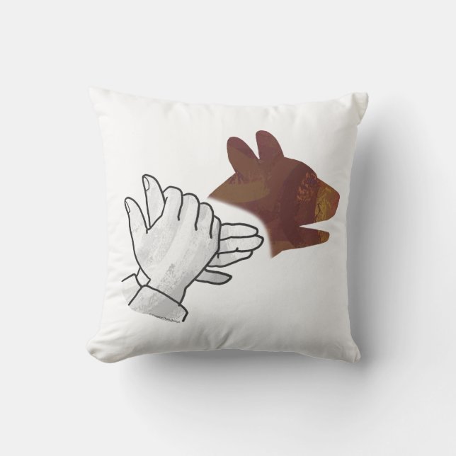 Hand Silhouette Dog Brown Cushion (Front)