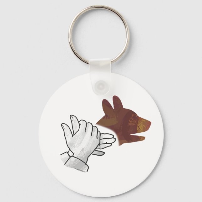 Hand Silhouette Dog Brown Key Ring (Front)