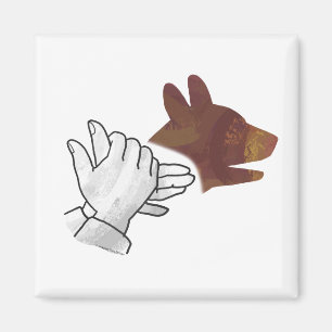 Hand Silhouette Dog Brown Magnet
