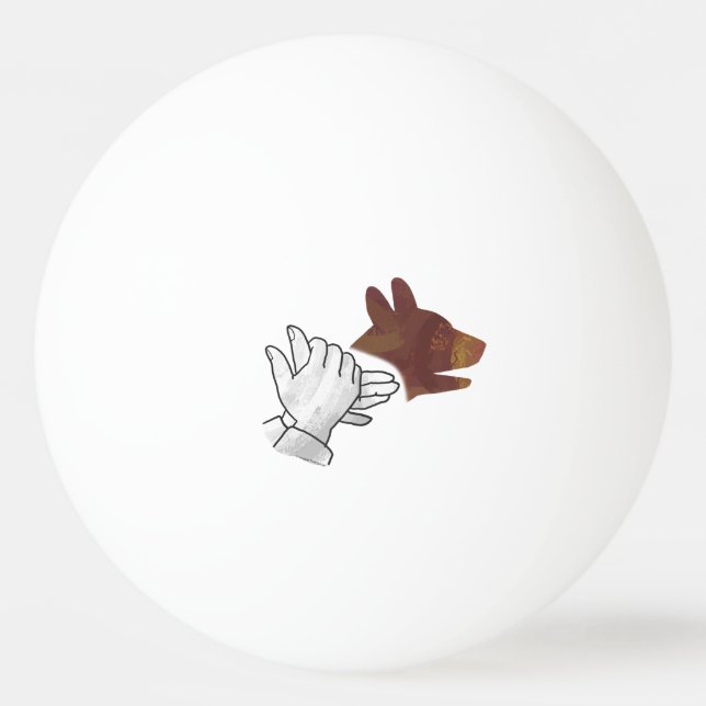 Hand Silhouette Dog Brown Ping Pong Ball (Back)