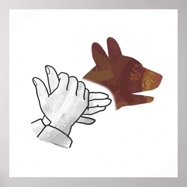 Hand Silhouette Dog Brown Poster (Front)