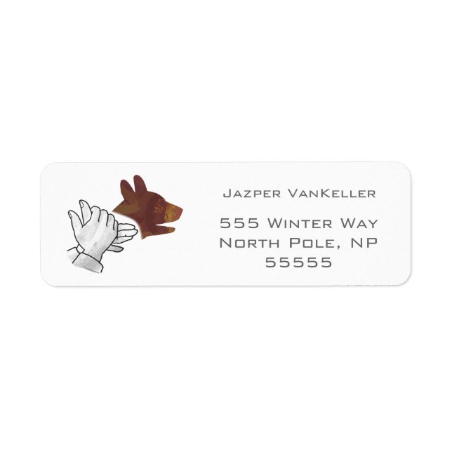 Hand Silhouette Dog Brown Return Address Label (Front)