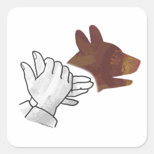 Hand Silhouette Dog Brown Square Sticker