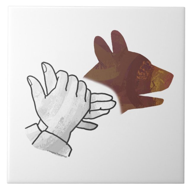 Hand Silhouette Dog Brown Tile (Front)