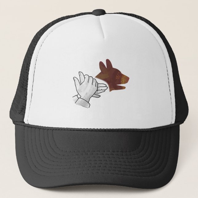 Hand Silhouette Dog Brown Trucker Hat (Front)