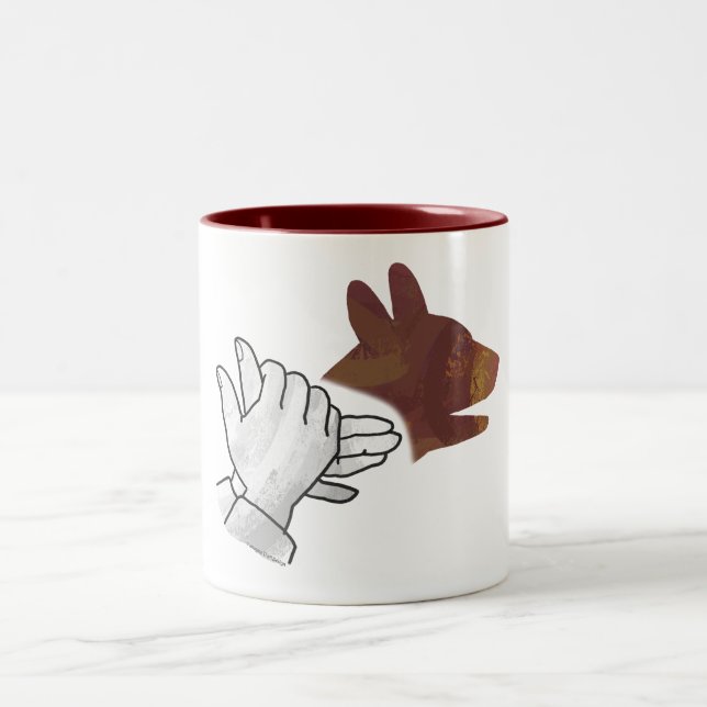 Hand Silhouette Dog Brown Two-Tone Coffee Mug (Center)