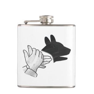 Hand Silhouette Dog Hip Flask