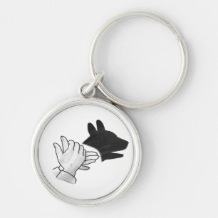 Hand Silhouette Dog Key Ring