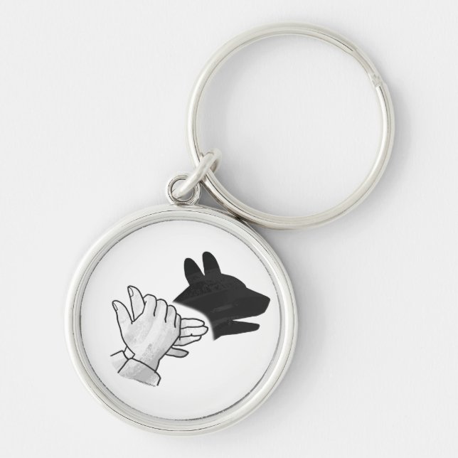 Hand Silhouette Dog Key Ring (Front)