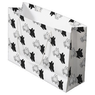 Hand Silhouette Dog Large Gift Bag