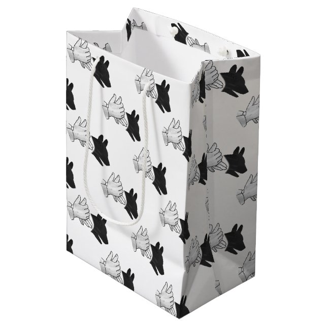 Hand Silhouette Dog Medium Gift Bag (Front Angled)