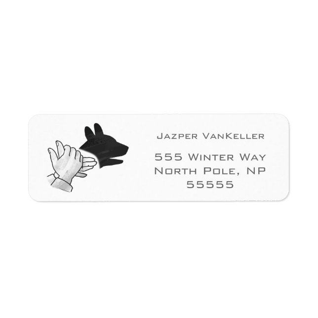Hand Silhouette Dog Return Address Label (Front)