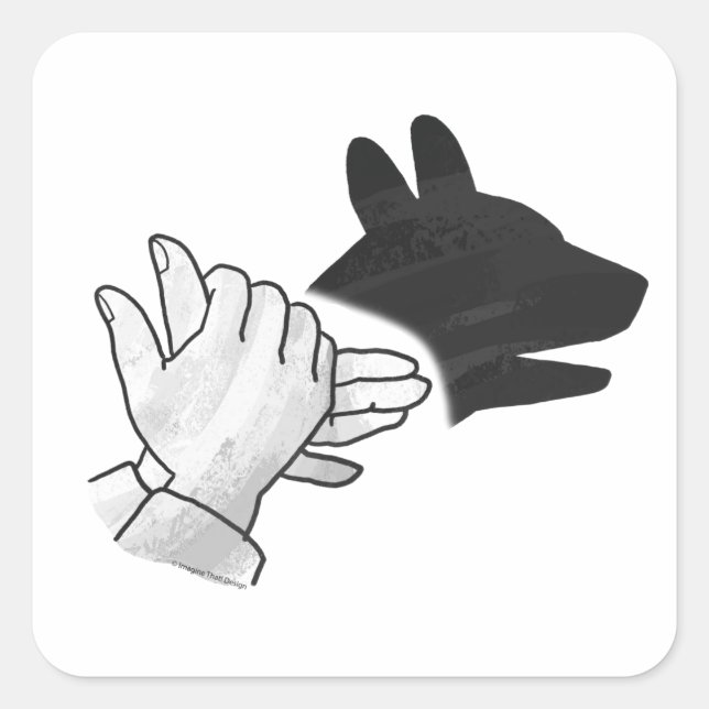 Hand Silhouette Dog Square Sticker (Front)