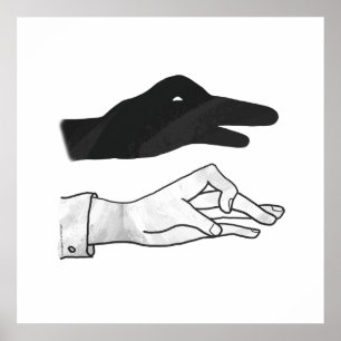 Hand Silhouette Duck Poster
