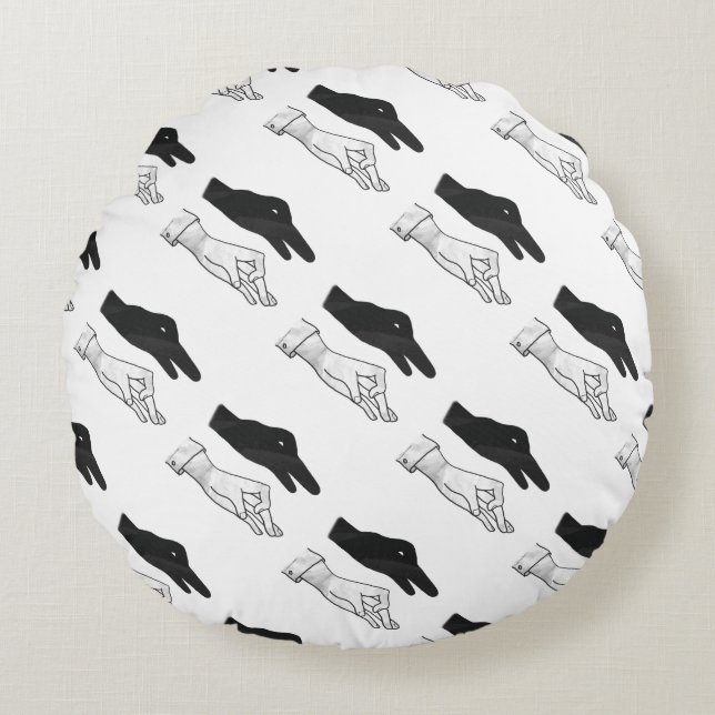 Hand Silhouette Duck Round Cushion (Front)