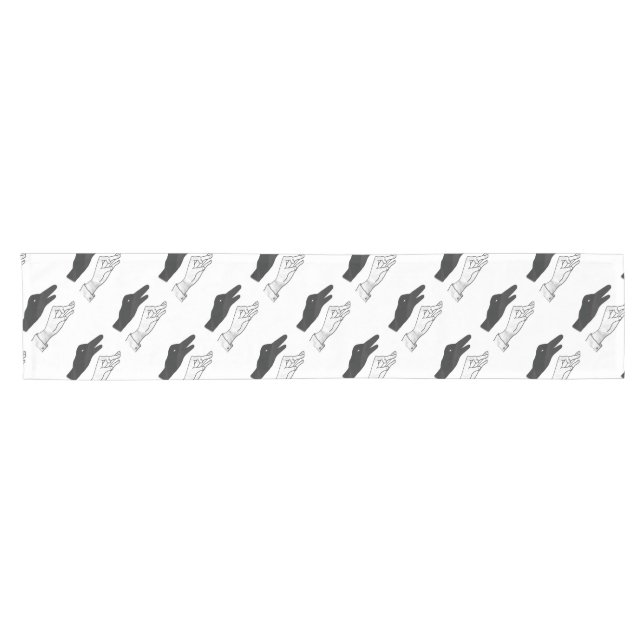 Hand Silhouette Duck Short Table Runner (Horizontal)
