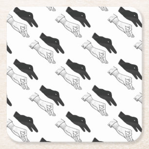 Hand Silhouette Duck Square Paper Coaster