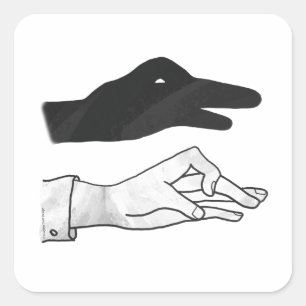Hand Silhouette Duck Square Sticker